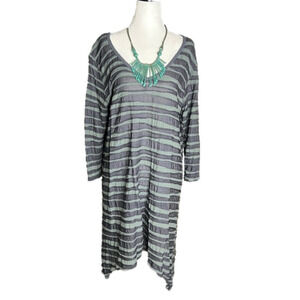 Cut-Loose Striped Long Sleeve Lagenlook Tunic Shirt Dress